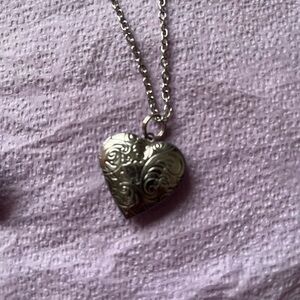 Heart Locket Pendant Necklace - Silver